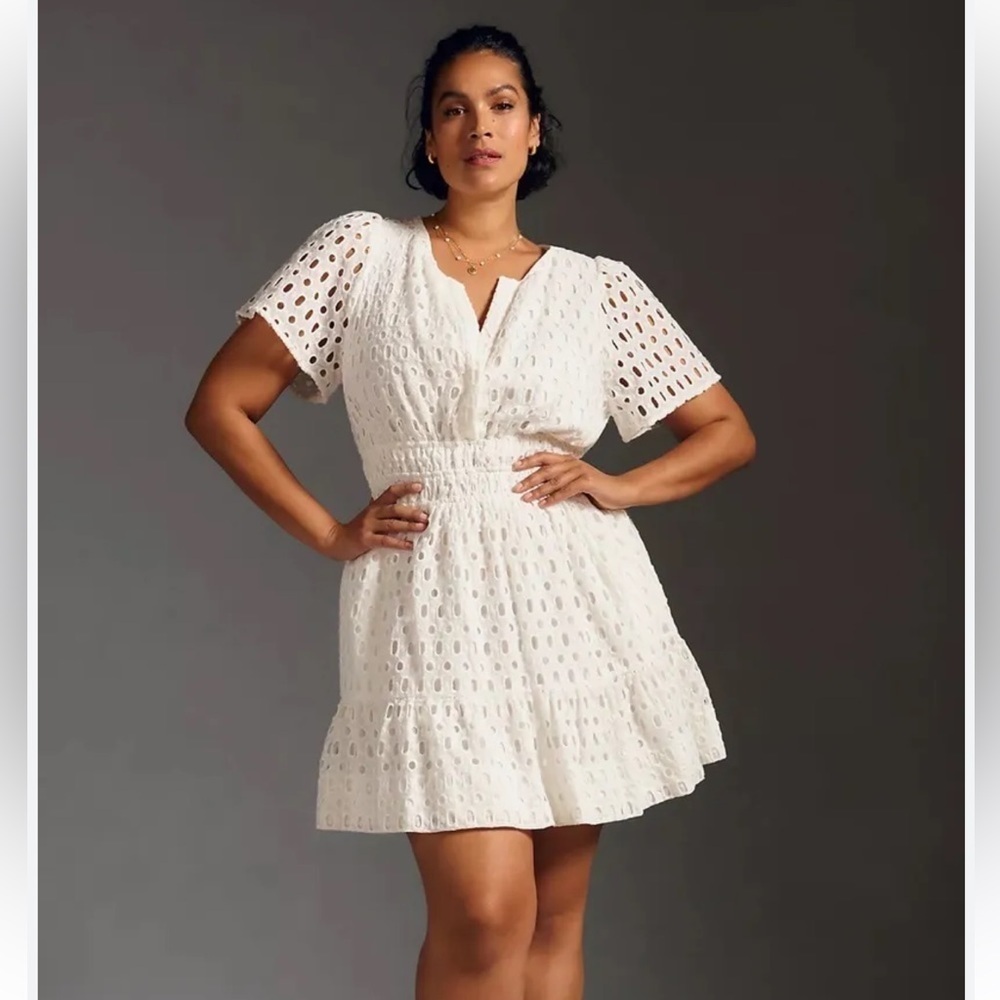 Anthropologie Somerset White Eyelet Lace Dress